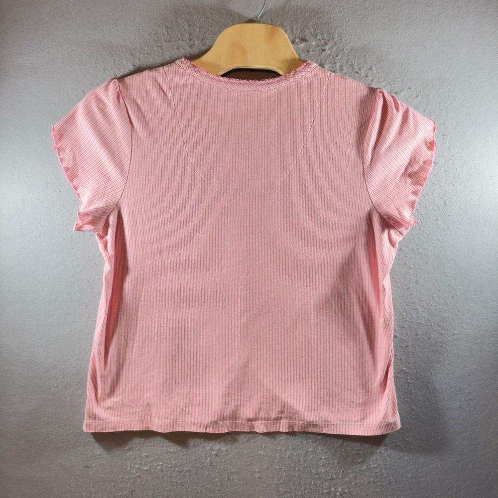 1388 | Karen Neuburger Striped Ribbed Knit Pajama Set Pink Womens 1X - Picture 3 of 13